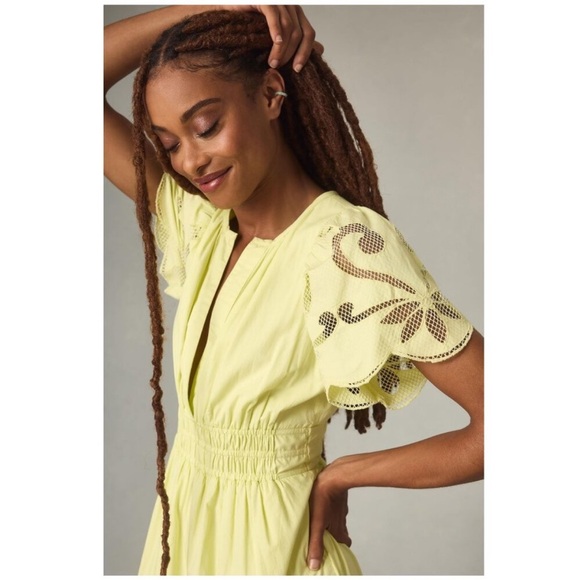 Anthropologie Somerset Maxi Dress Cutwork Edition Green Lime - Picture 4 of 5